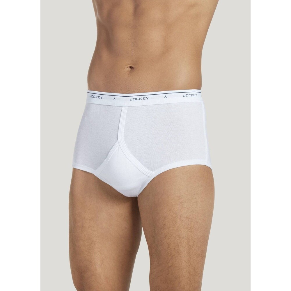 Jockey Mens Full Rise Briefs 3 Pack Size 44 White Cotton Underwear Classic 9950